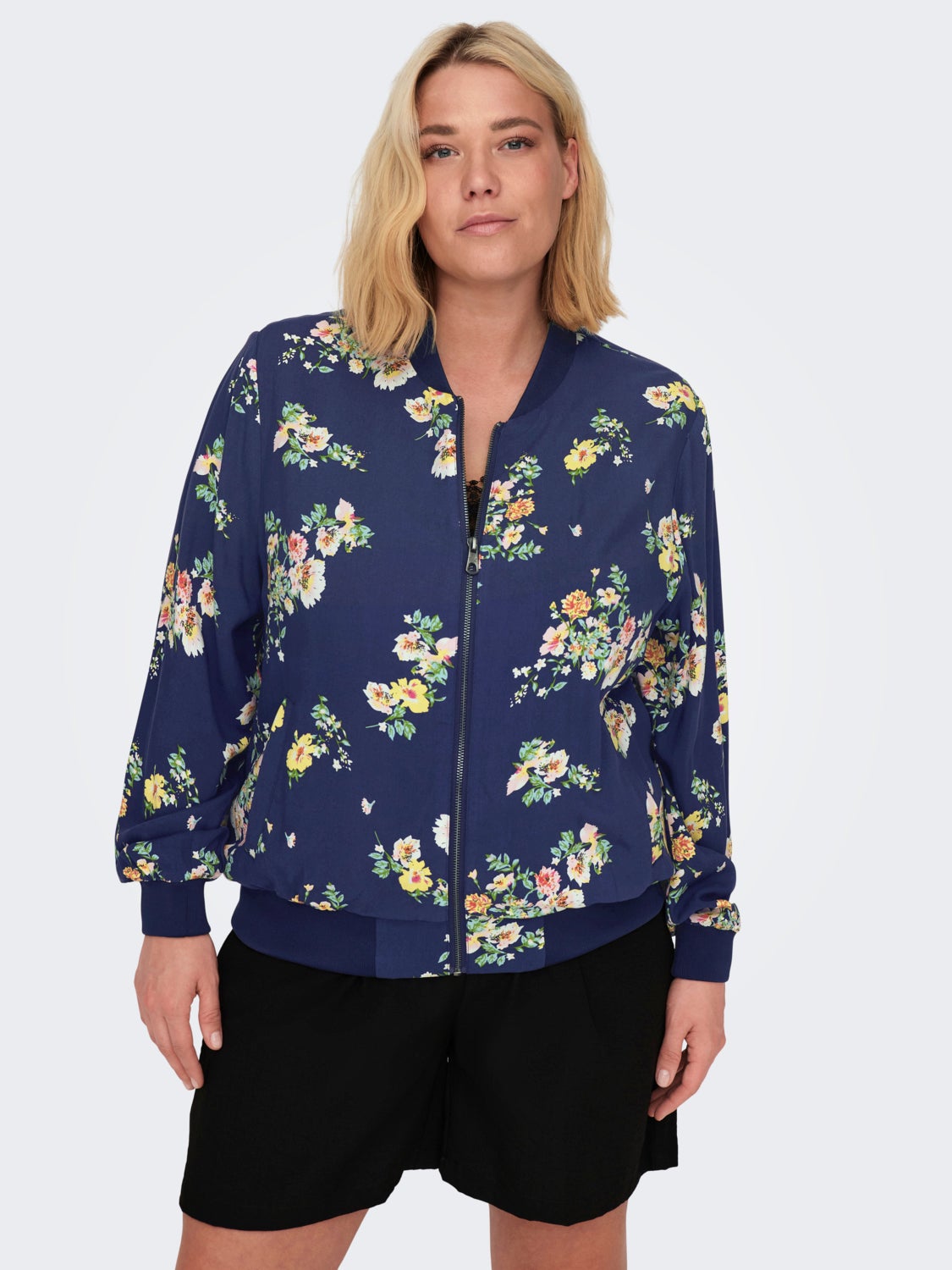 Curvy Printed Bomber Jacket