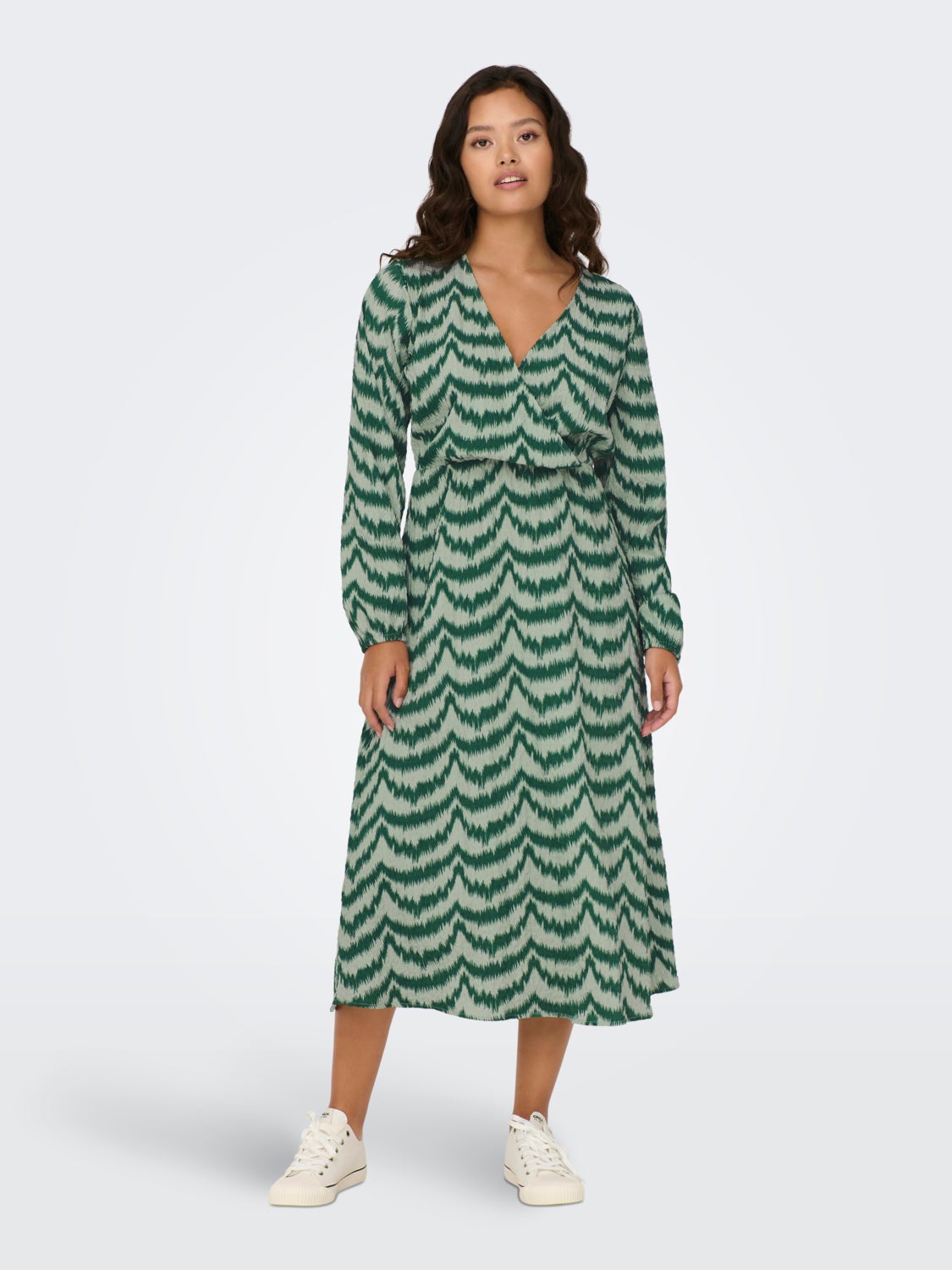Midi wrap dress with ties