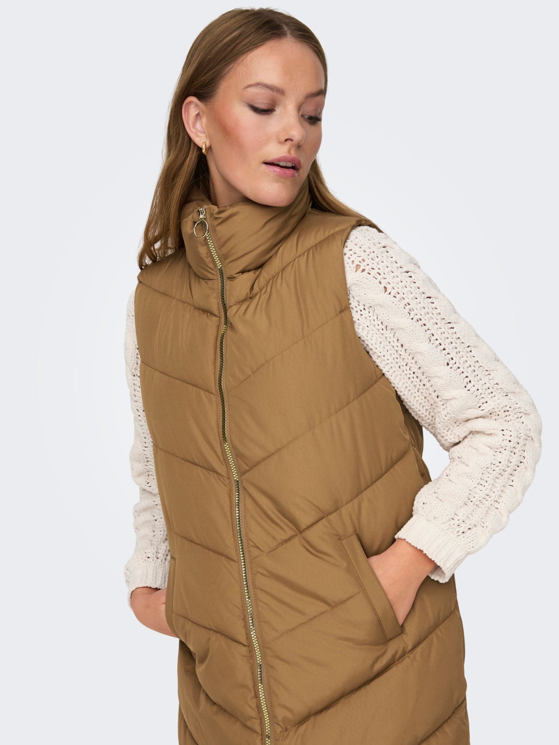 Long vest with high neck