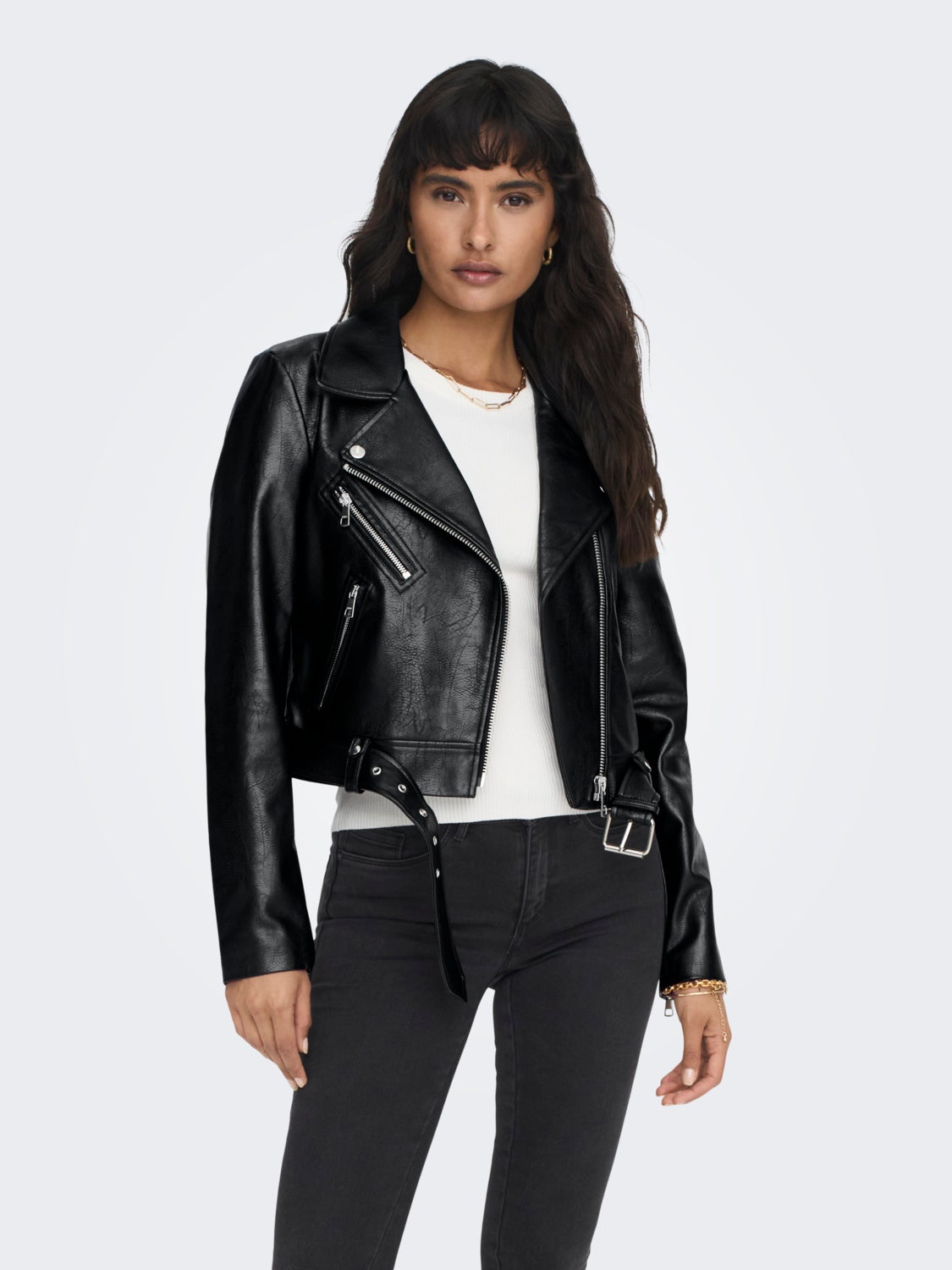 Faux leather biker jacket