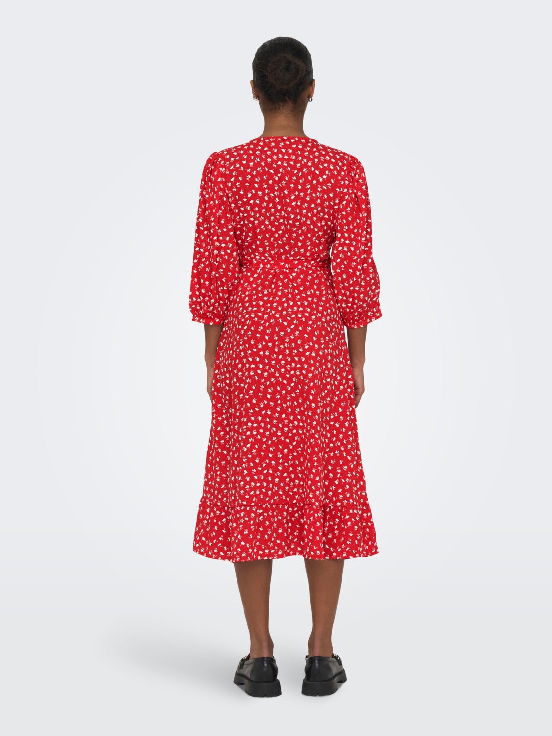 3/4 sleevved wrap Midi dress
