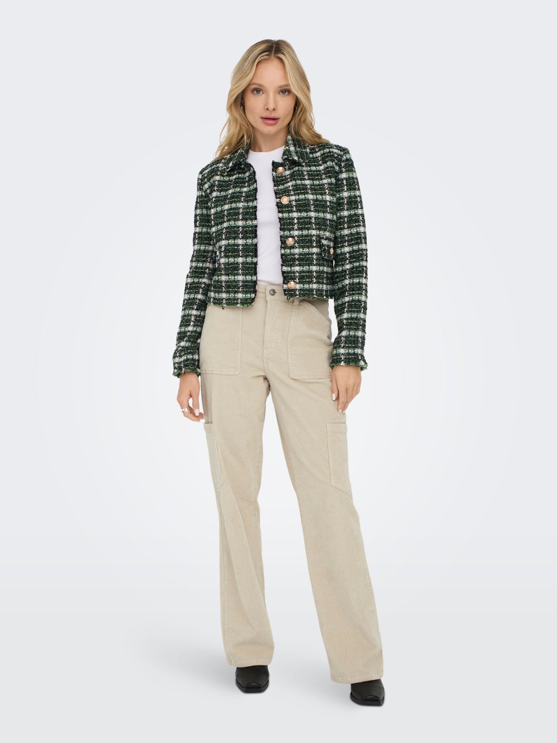 Cropped checked jacket