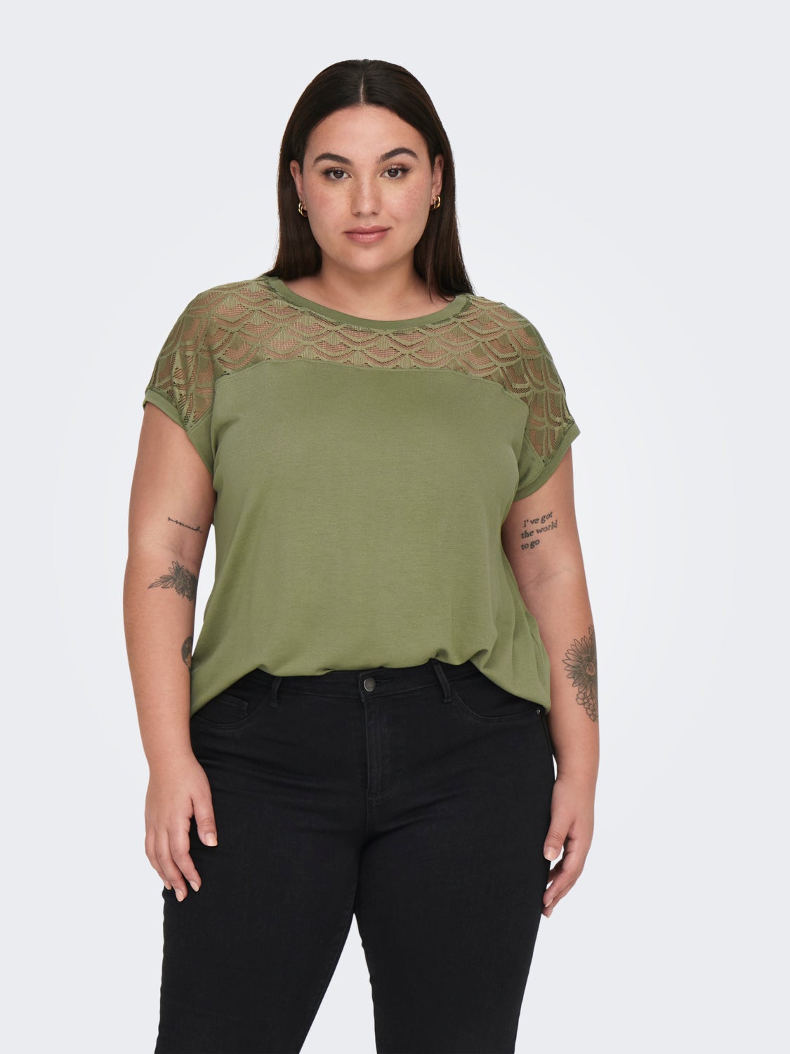 Curvy lace detail Top