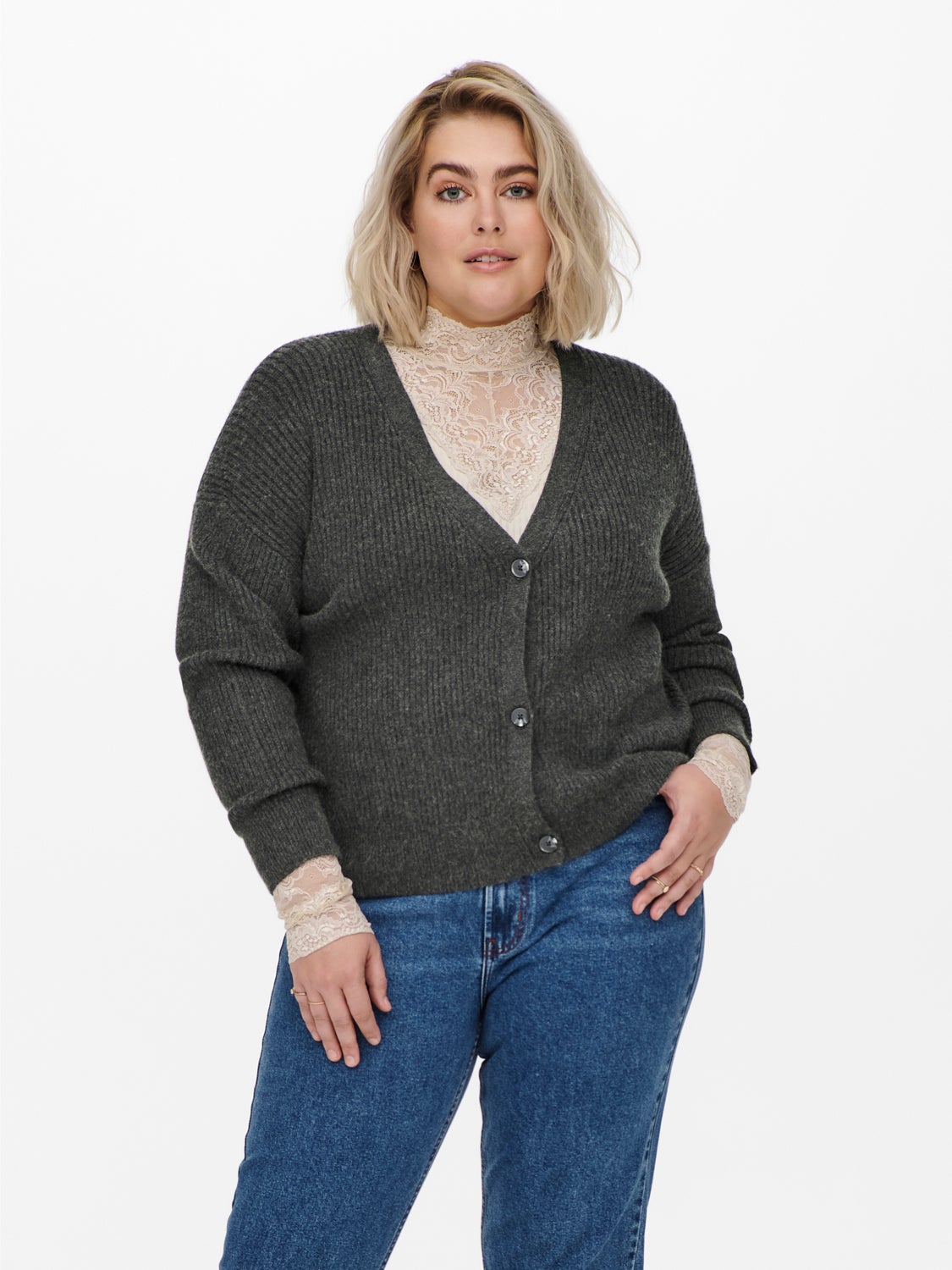 Curvy v-neck Knitted Cardigan