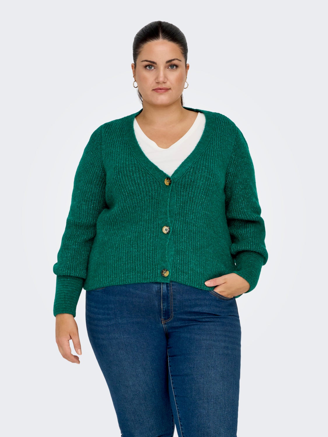 Curvy solid colored Knitted Cardigan