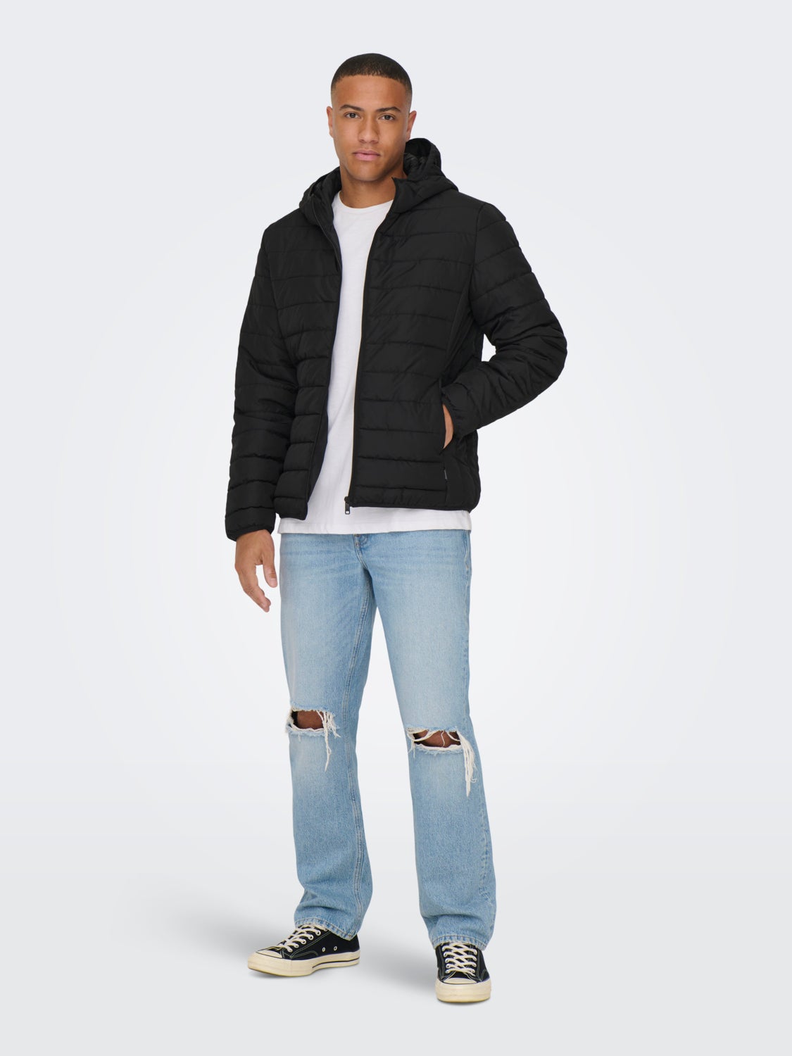 Quilted jacket with hood