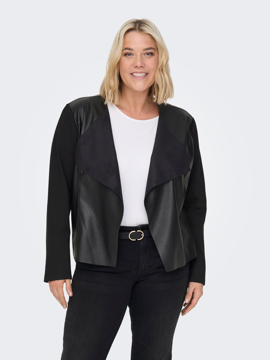 Curvy faux leather blazer