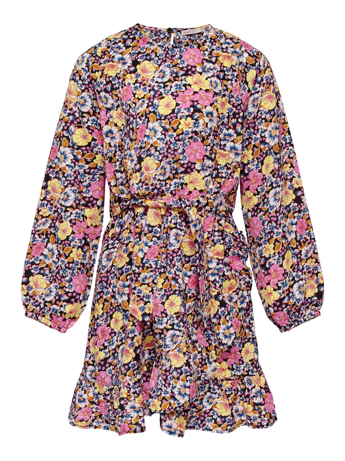 Printed tie belt dress