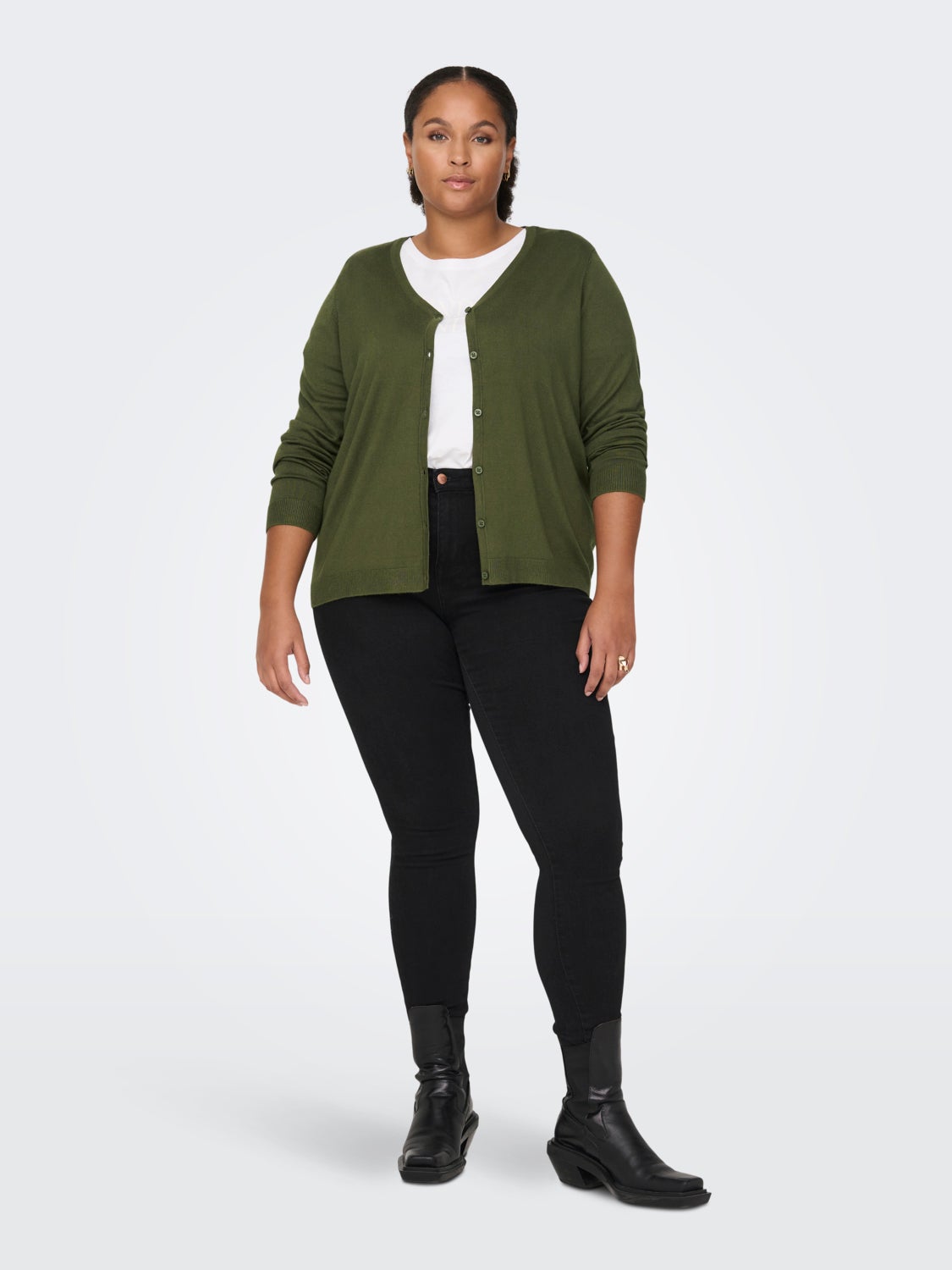 Curvy Solid Knitted Cardigan