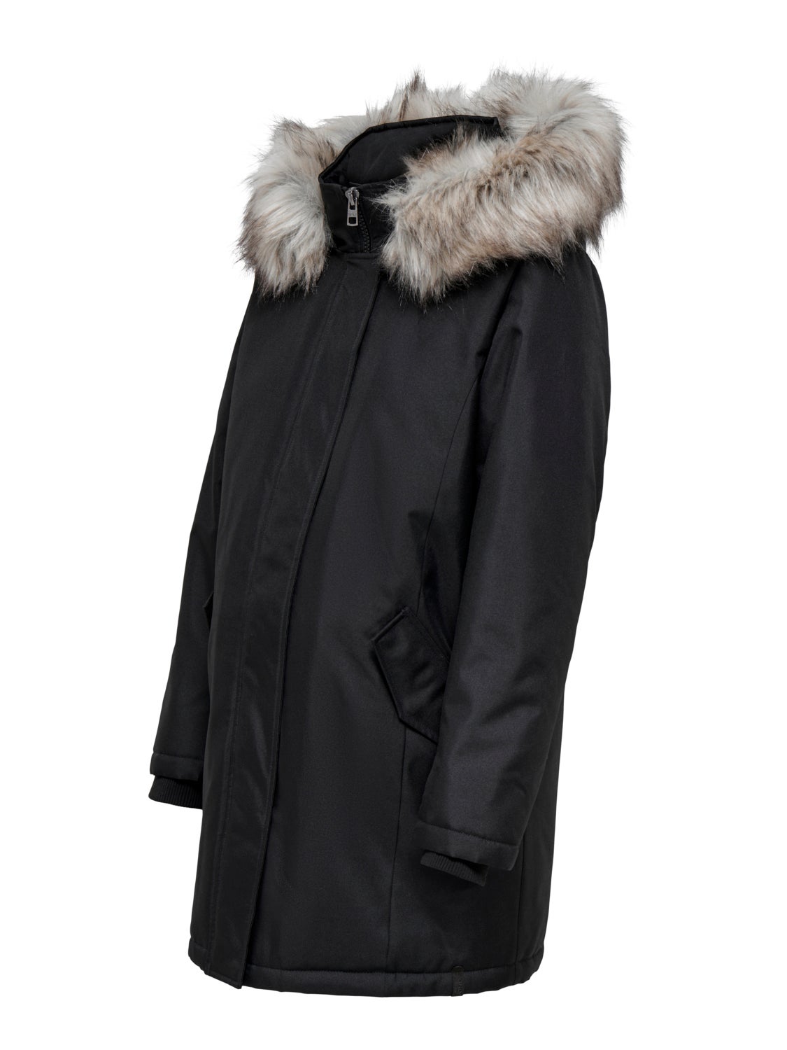 Hood with detachable faux fur edge Maternity Parka