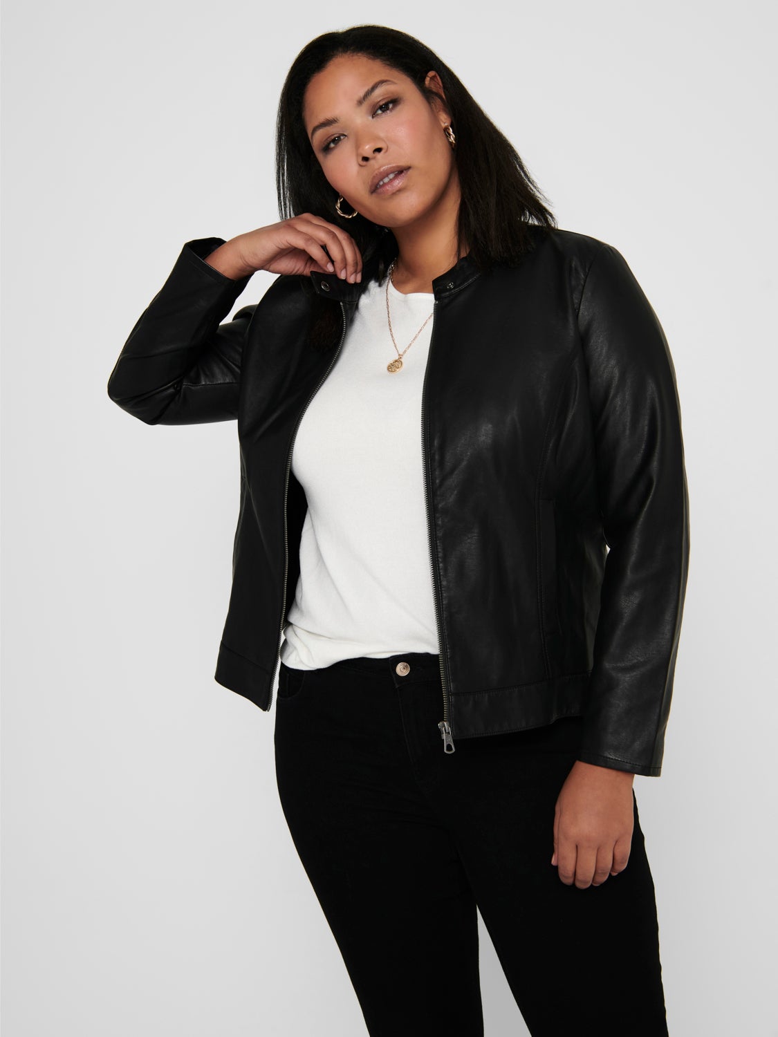 Curvy Faux Leather Jacket