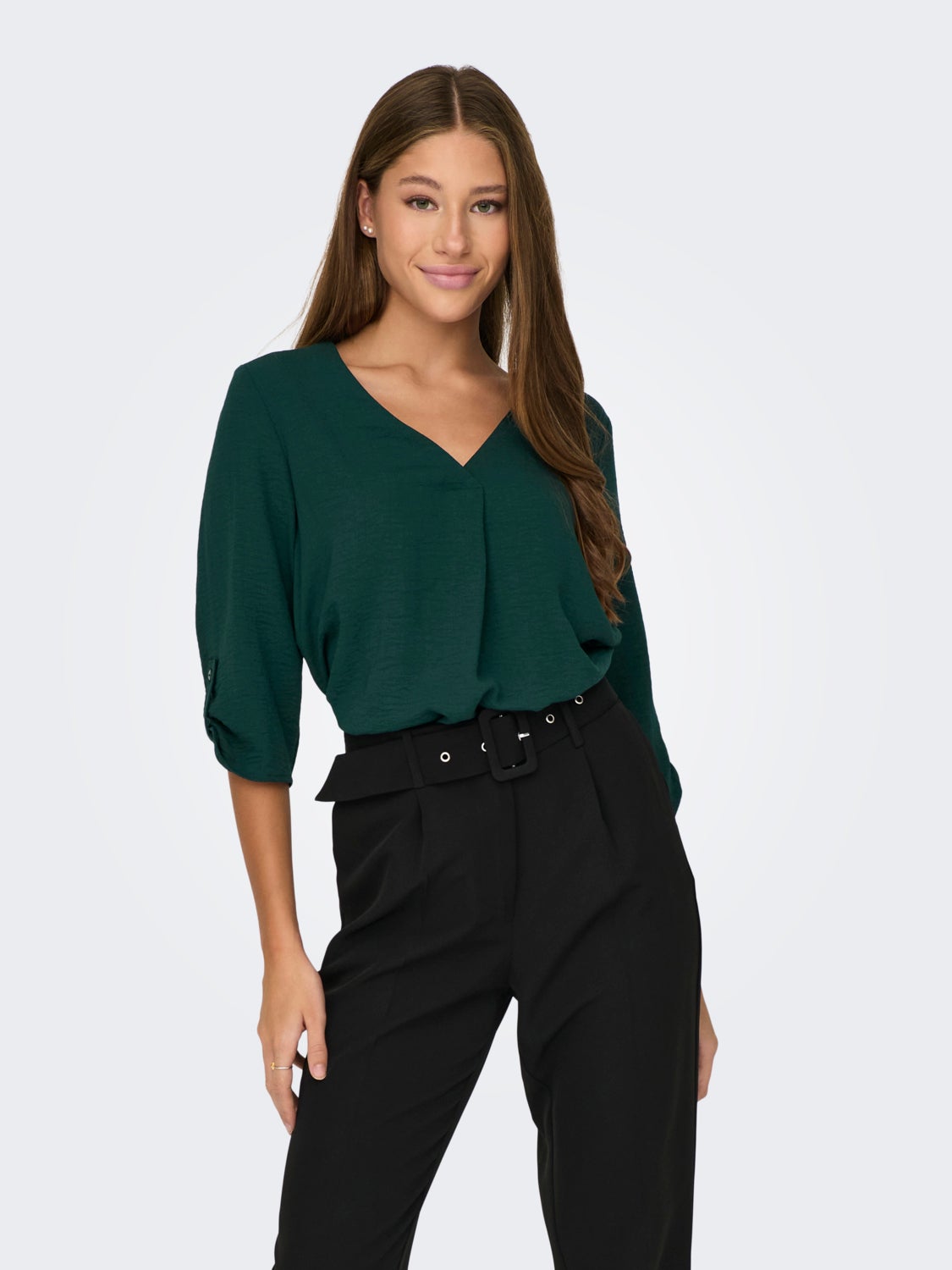 Solid colored 3/4 sleeved top
