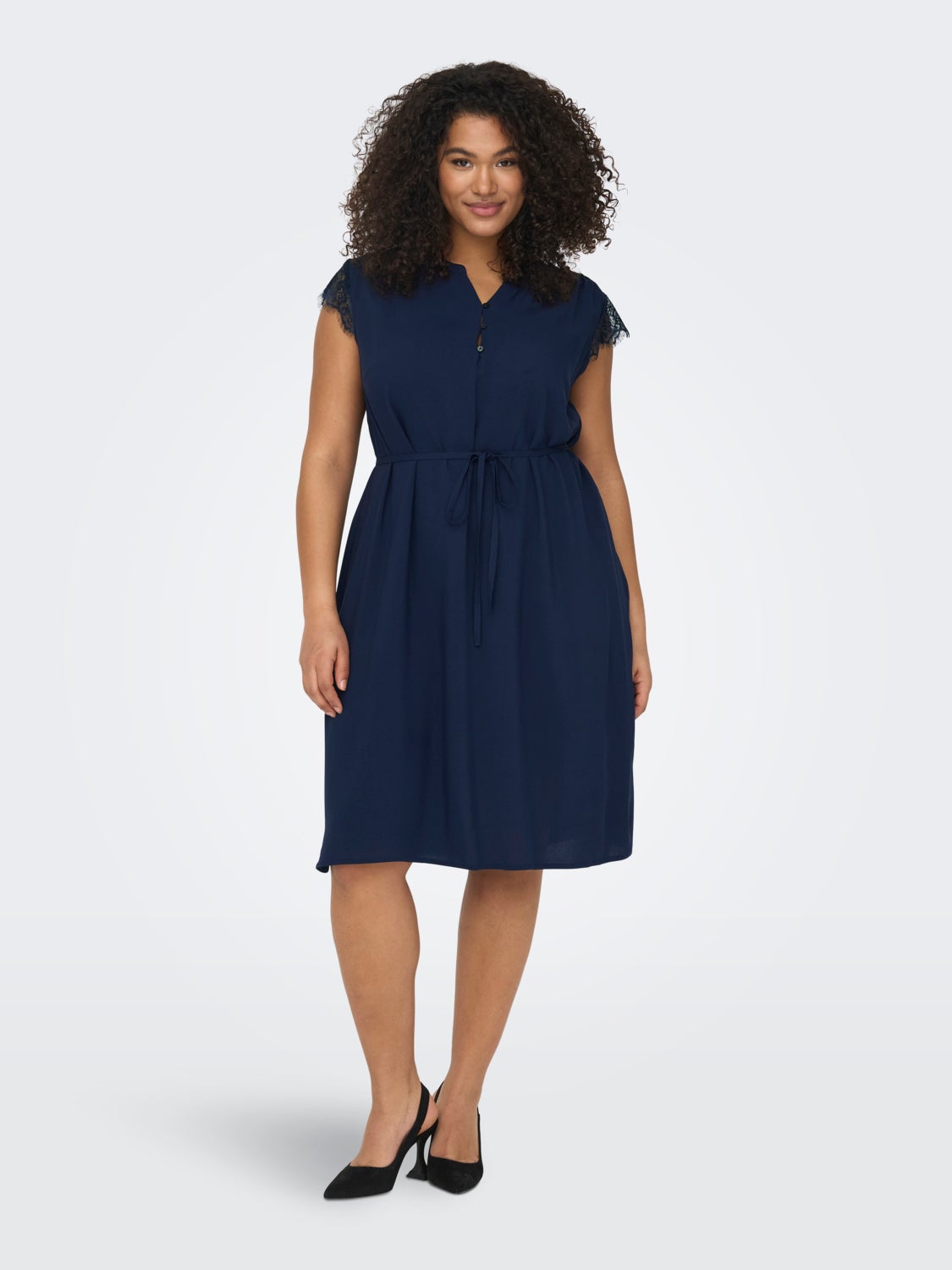 Midi Curvy v-neck viscose dress