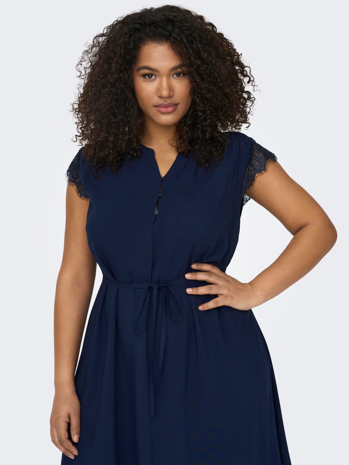 Midi Curvy v-neck viscose dress