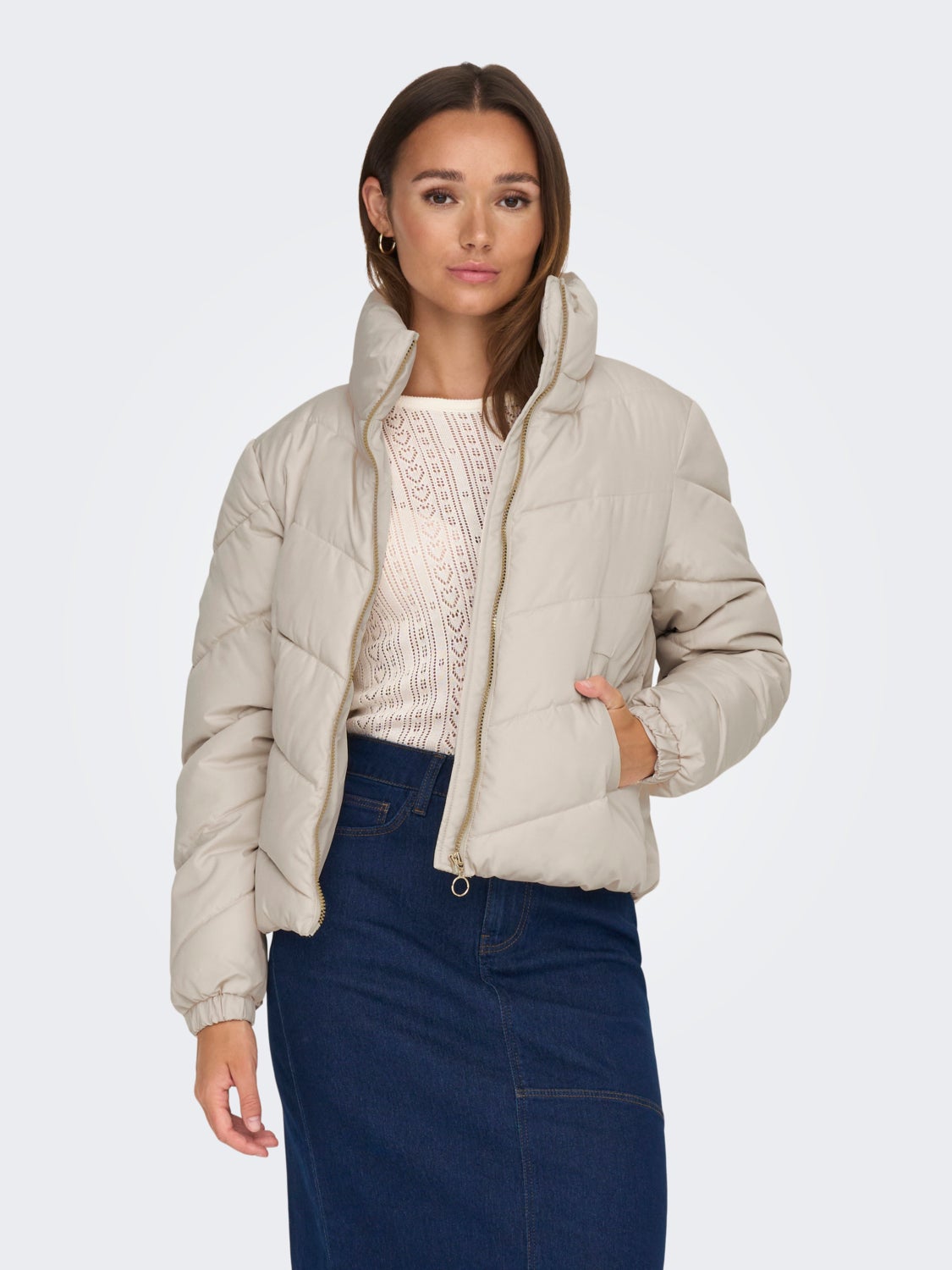 short jacket with high neck