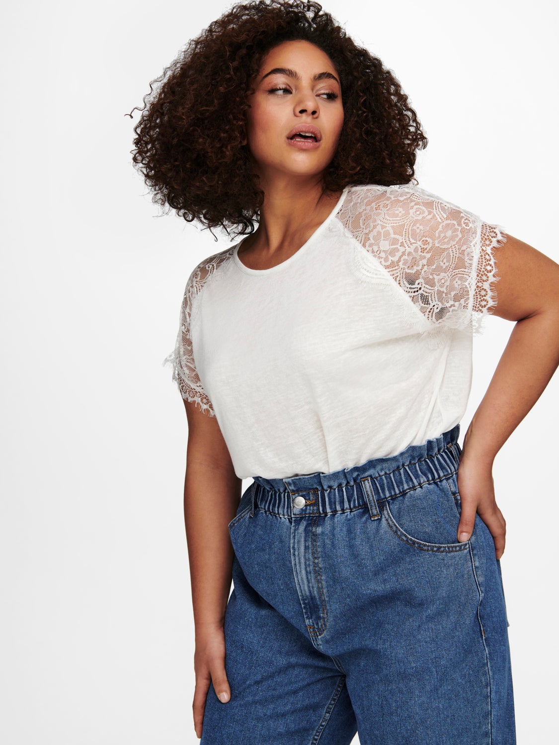 Curvy lace detail Top