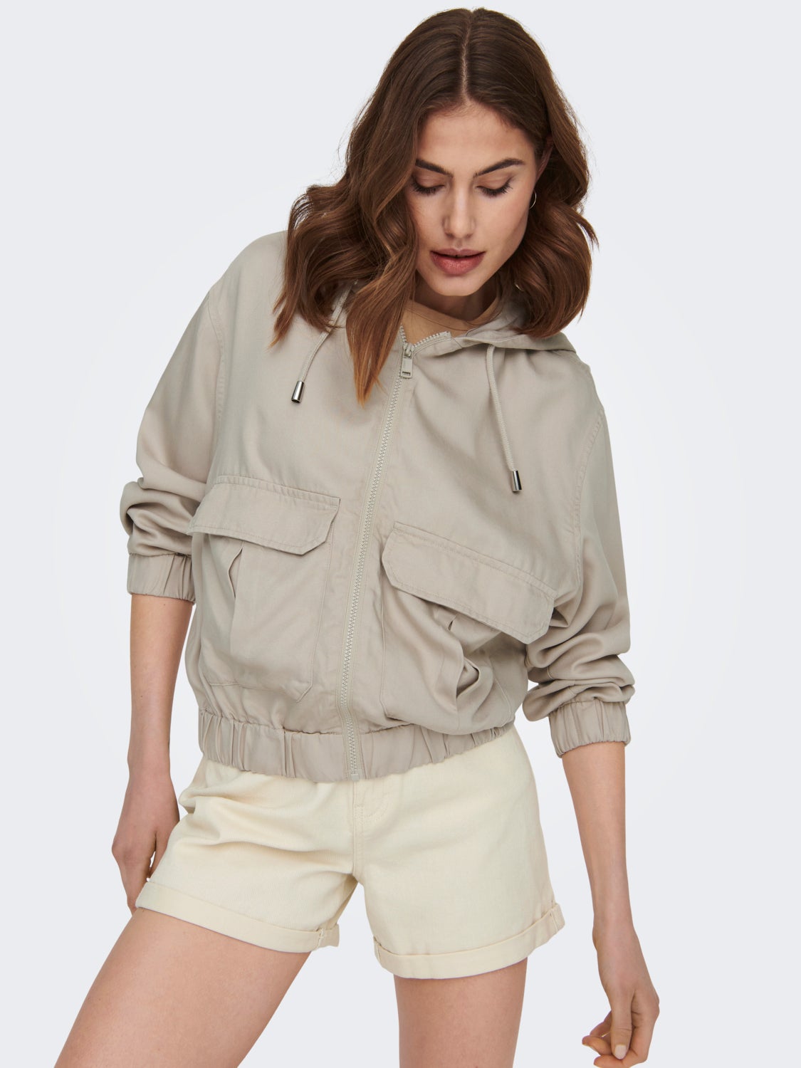 Short Jacket With Adjustable Hood