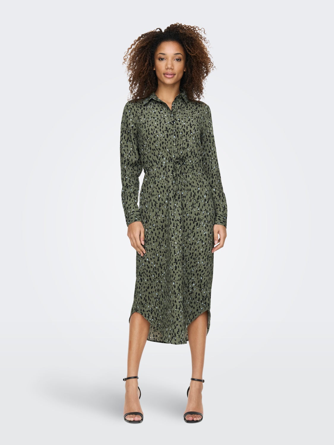 midi shirt dress with fold up cuffs