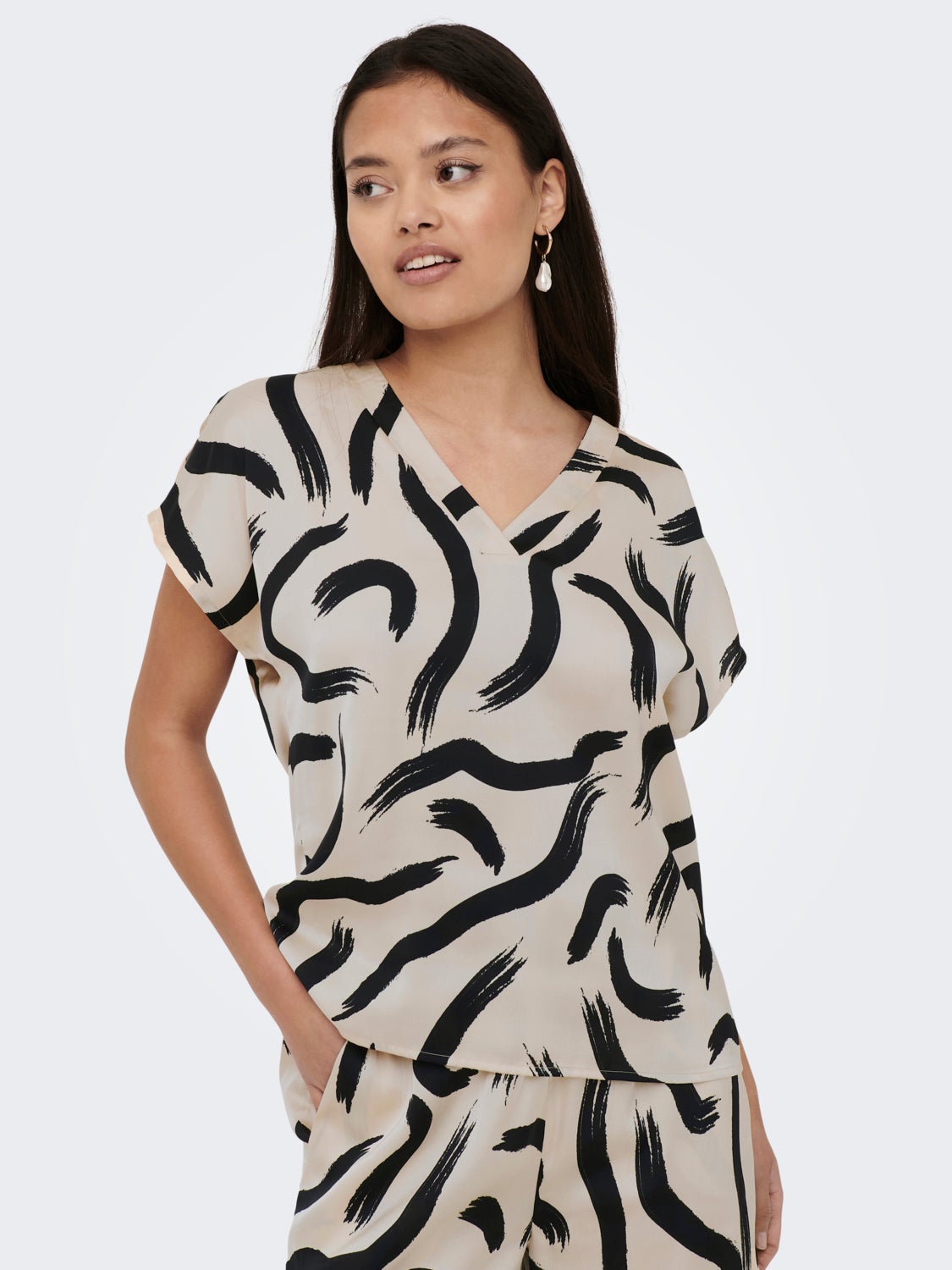 V-neck sateen top