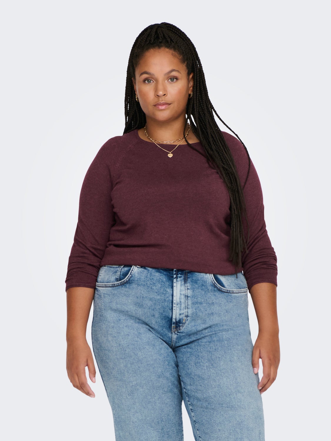 Curvy solid colored Knitted Pullover