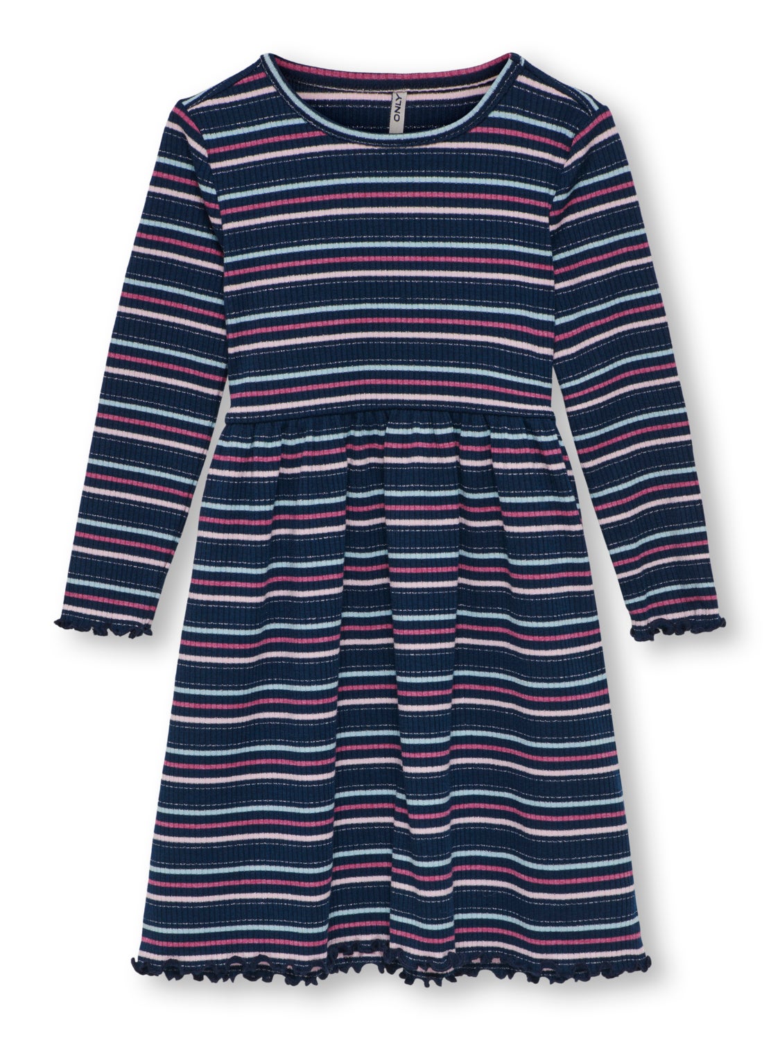o-neck dress with stripes