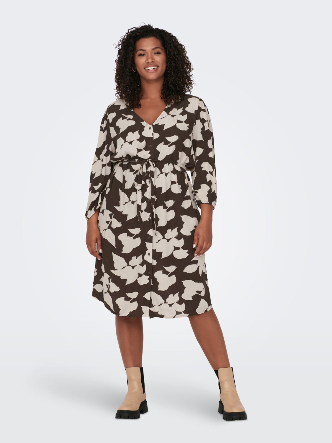 curvy midi dress with print