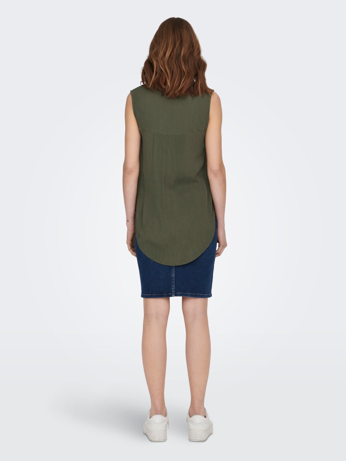 Long V-Neck Sleeveless Shirt