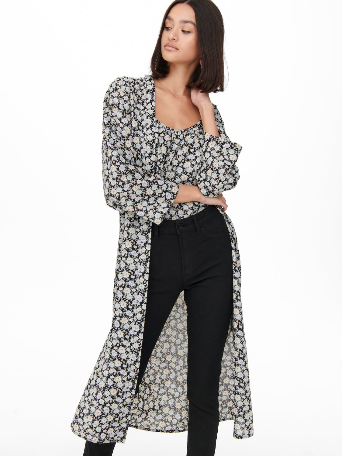 Printed open kimono