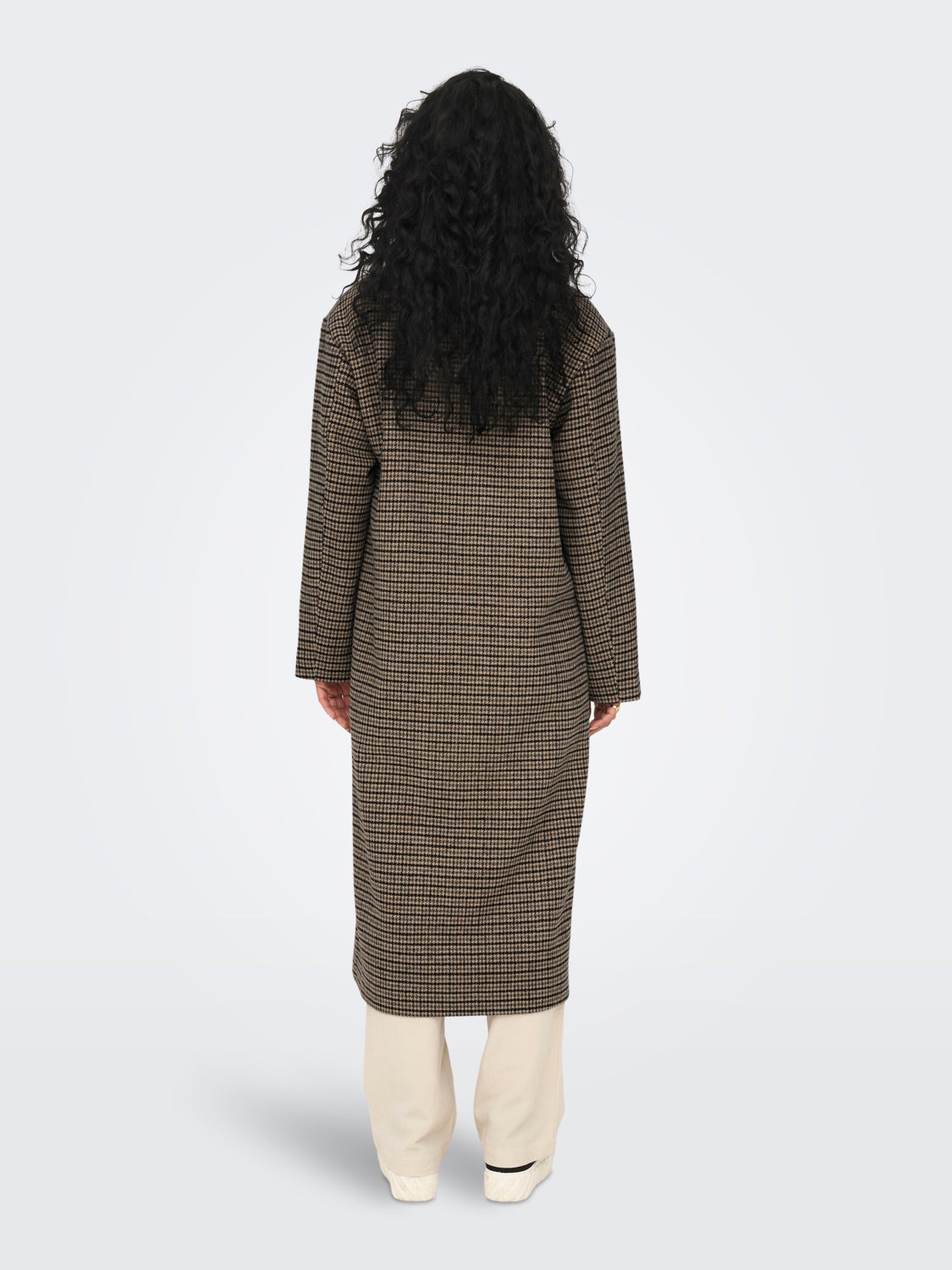 Checked long coat