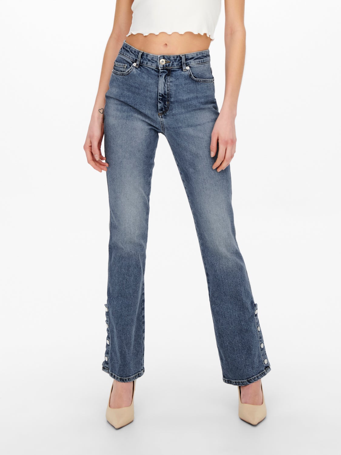 ONLHailey life highwaist slit Flared Jeans