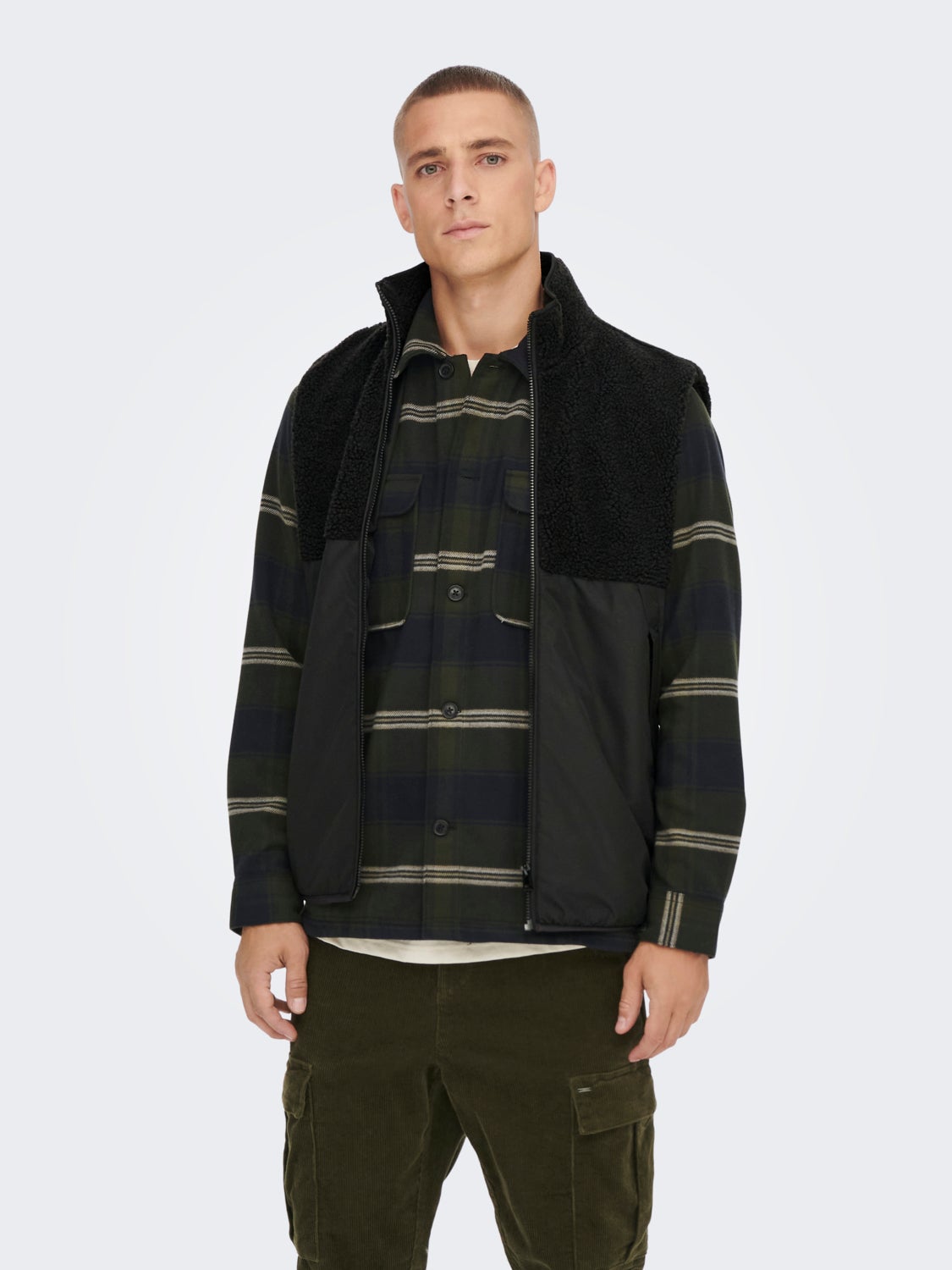 Sherpa mix waistcoat