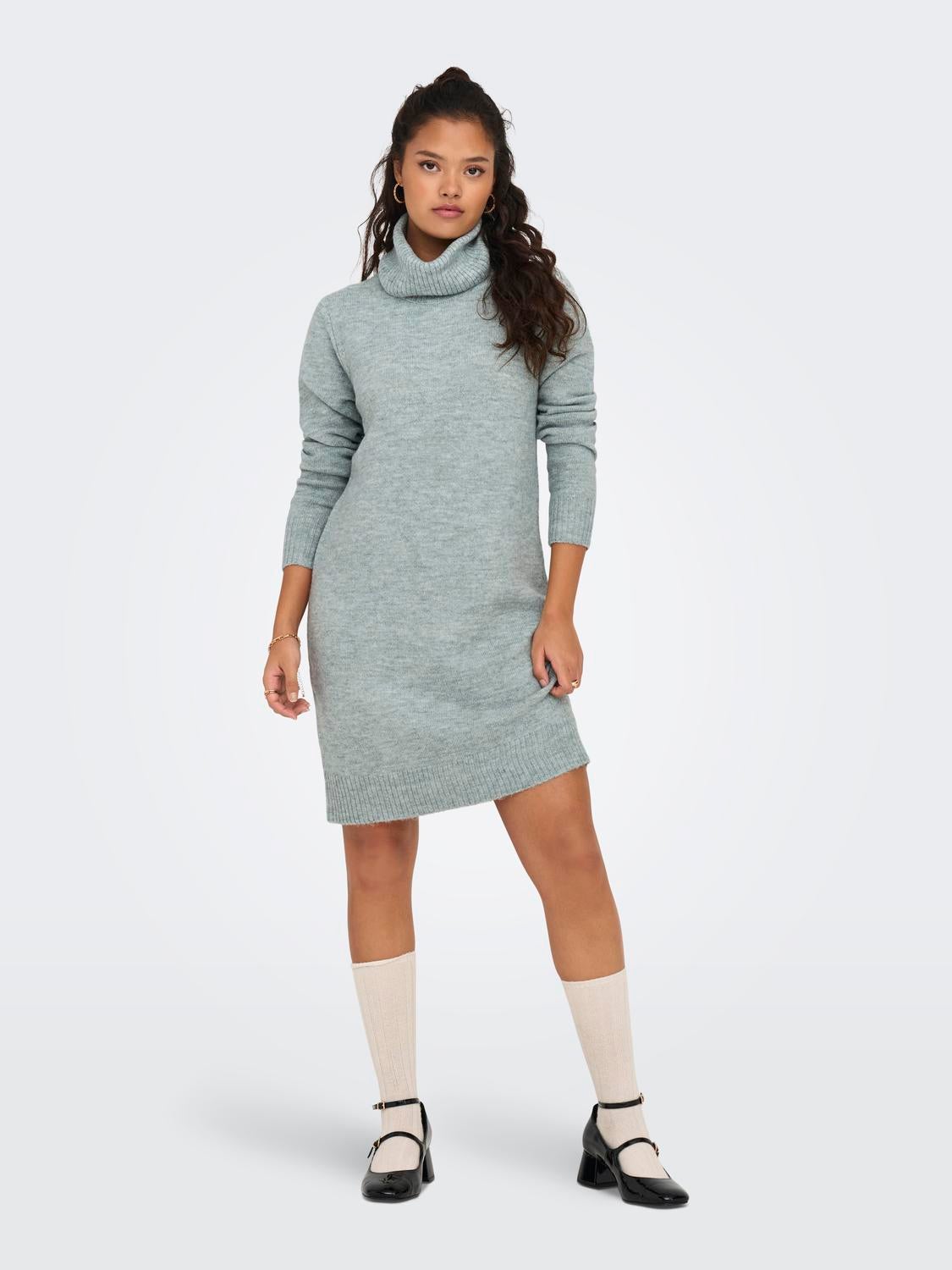 Mini high neck knitted dress