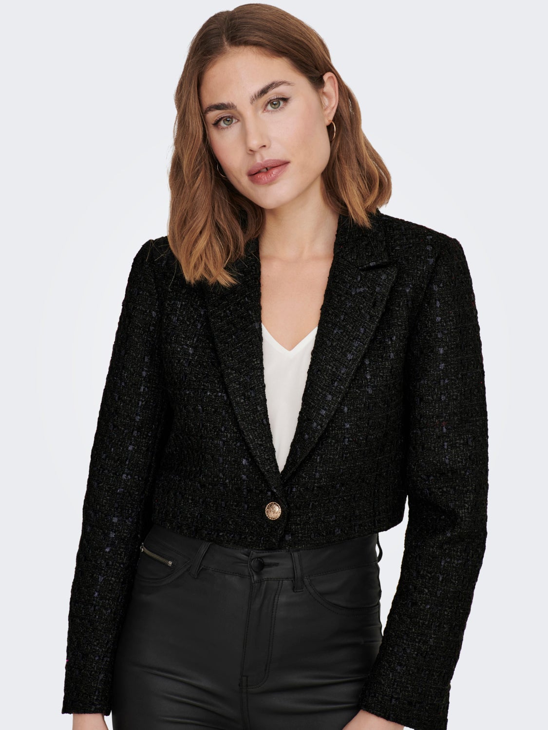 Cropped texture blazer