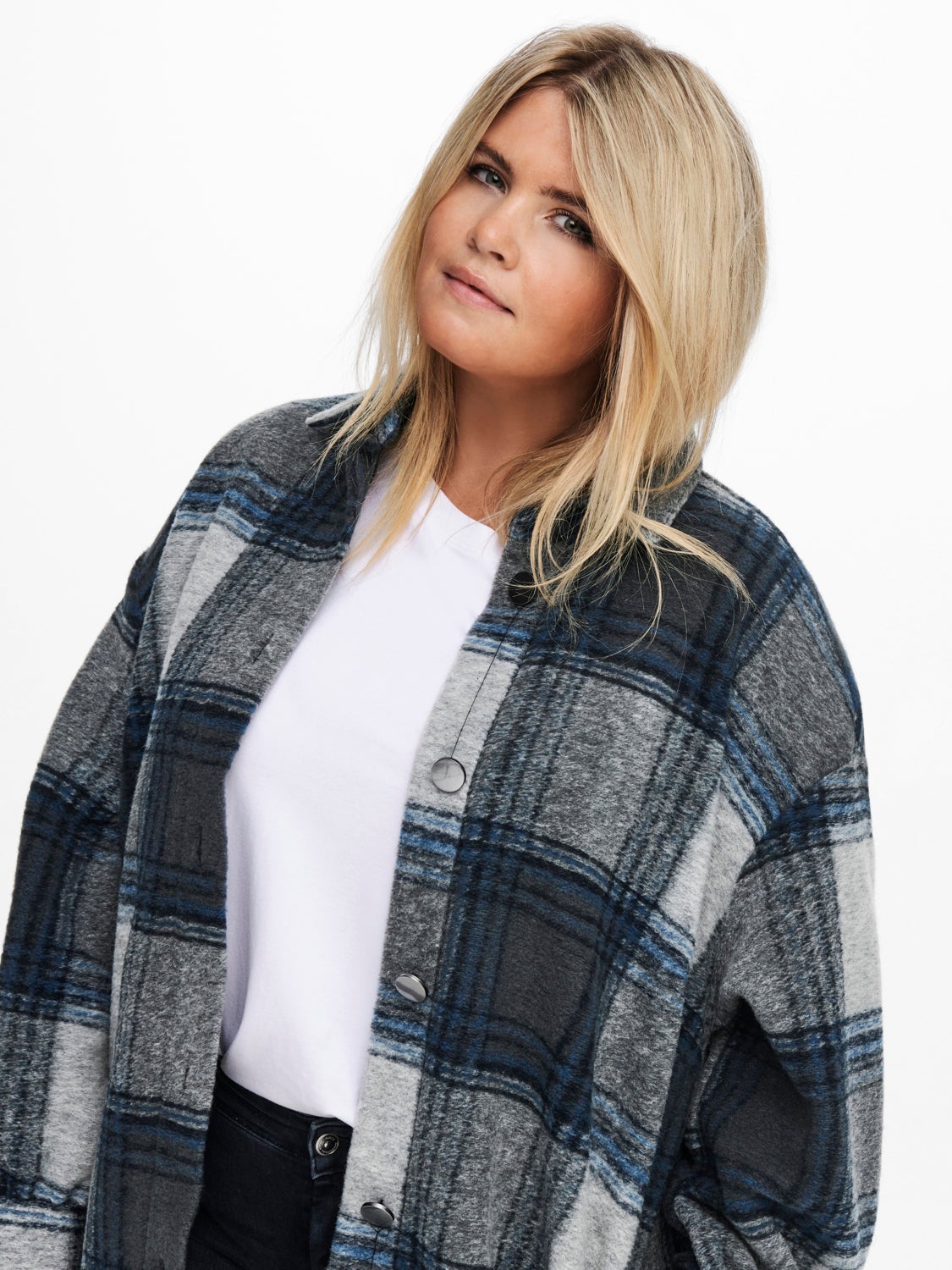 Curvy checked Shacket