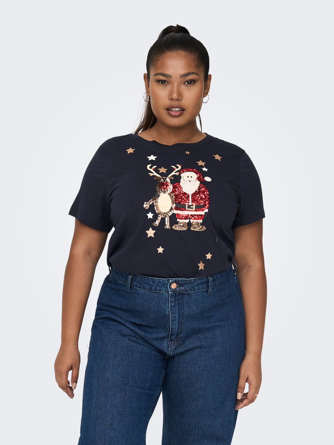 Curvy christmas detailed t-shirt