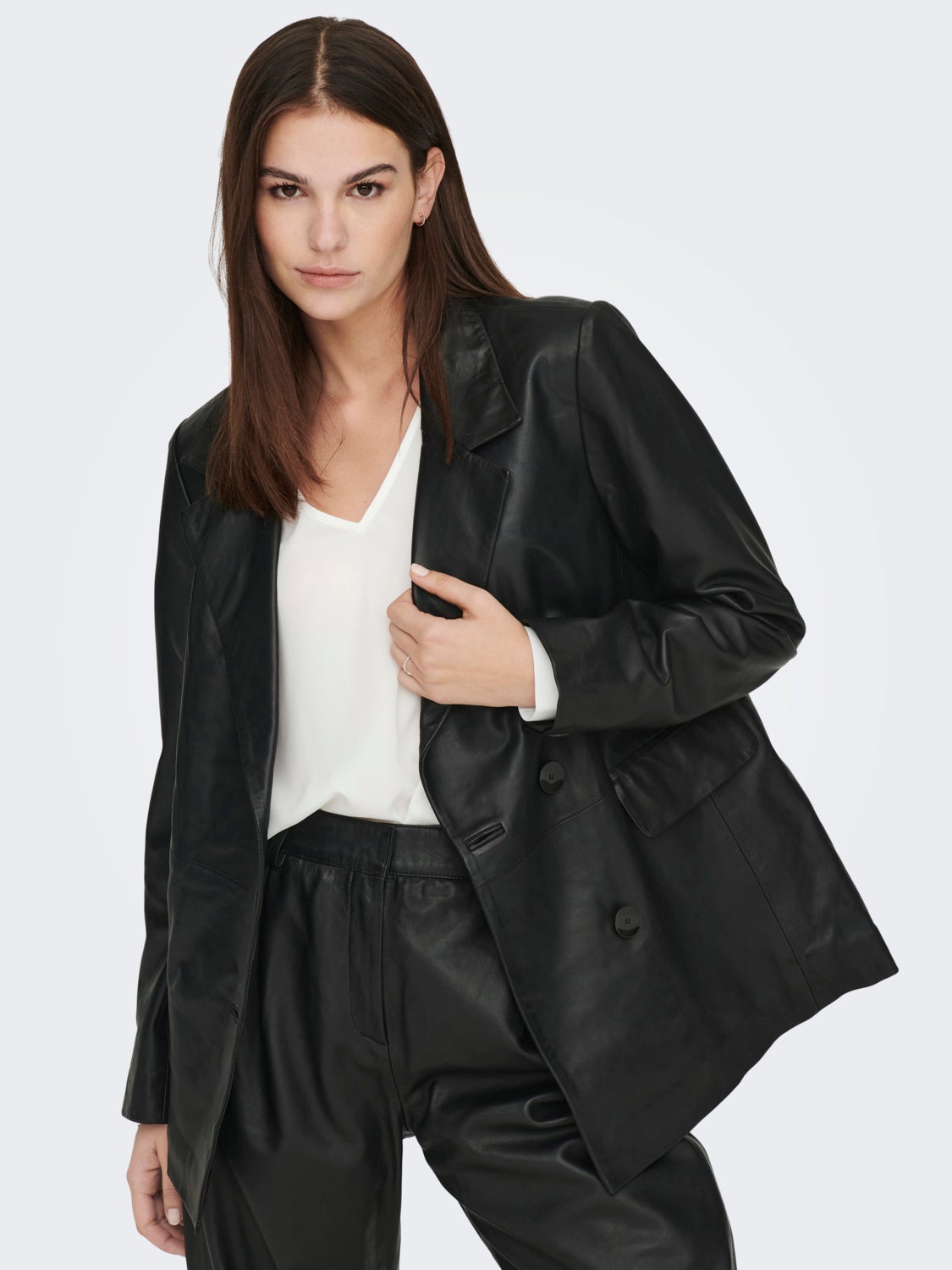 Loose Fit Leather Blazer