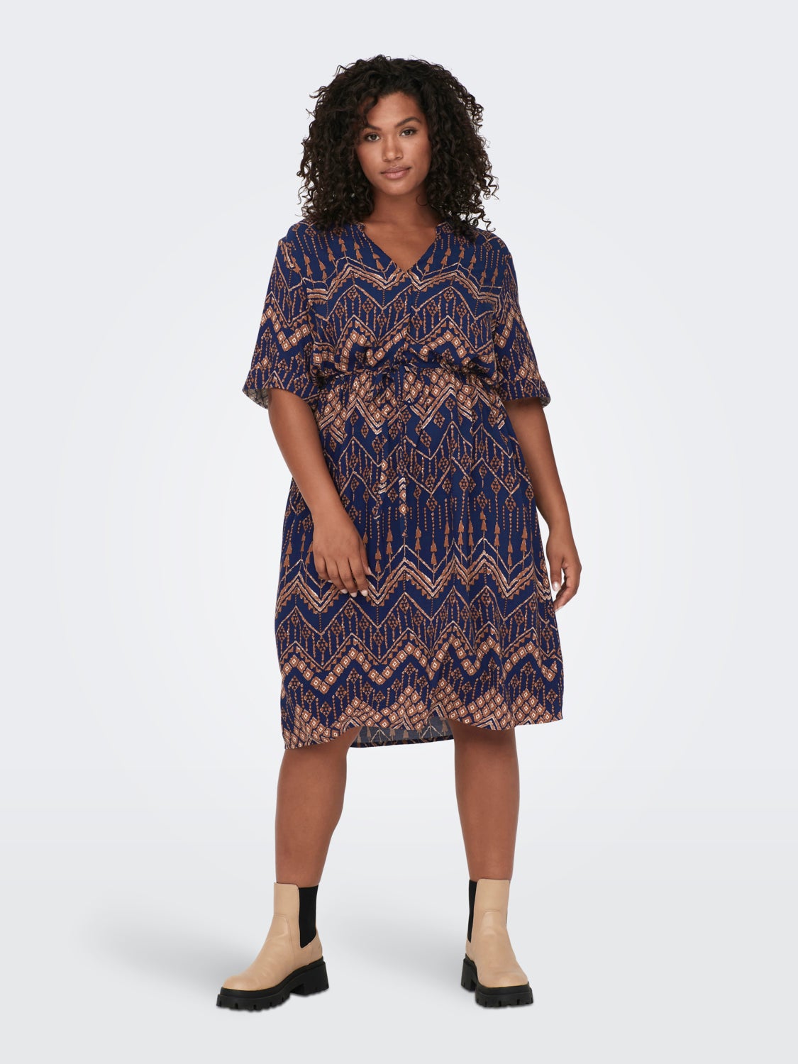 Curvy short sleeve midi dress