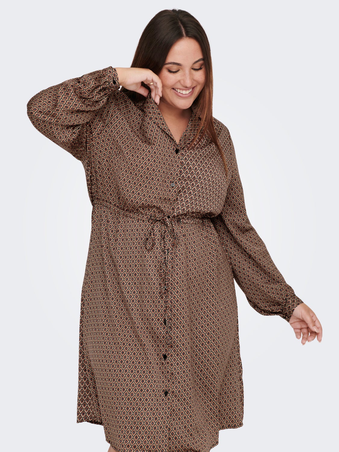 Curvy printed shirt dress