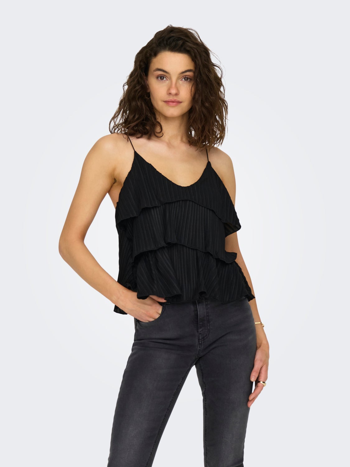 V-neck top with frill