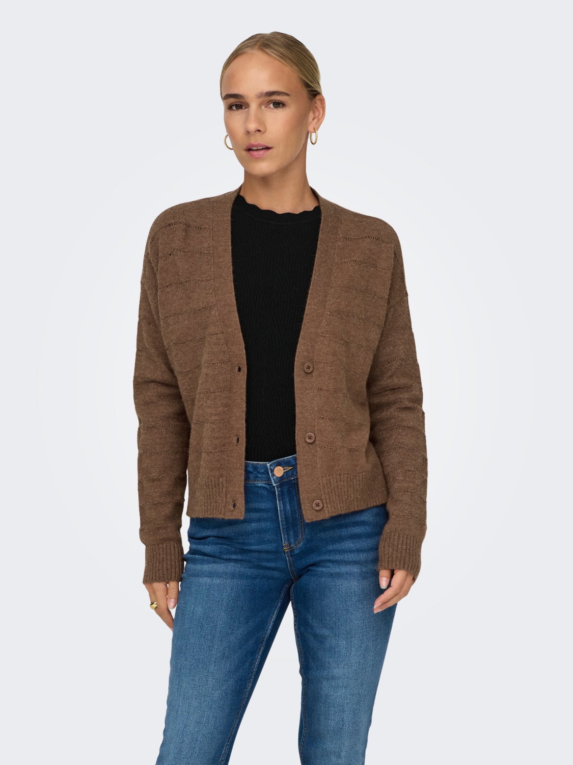 V-neck knit cardigan