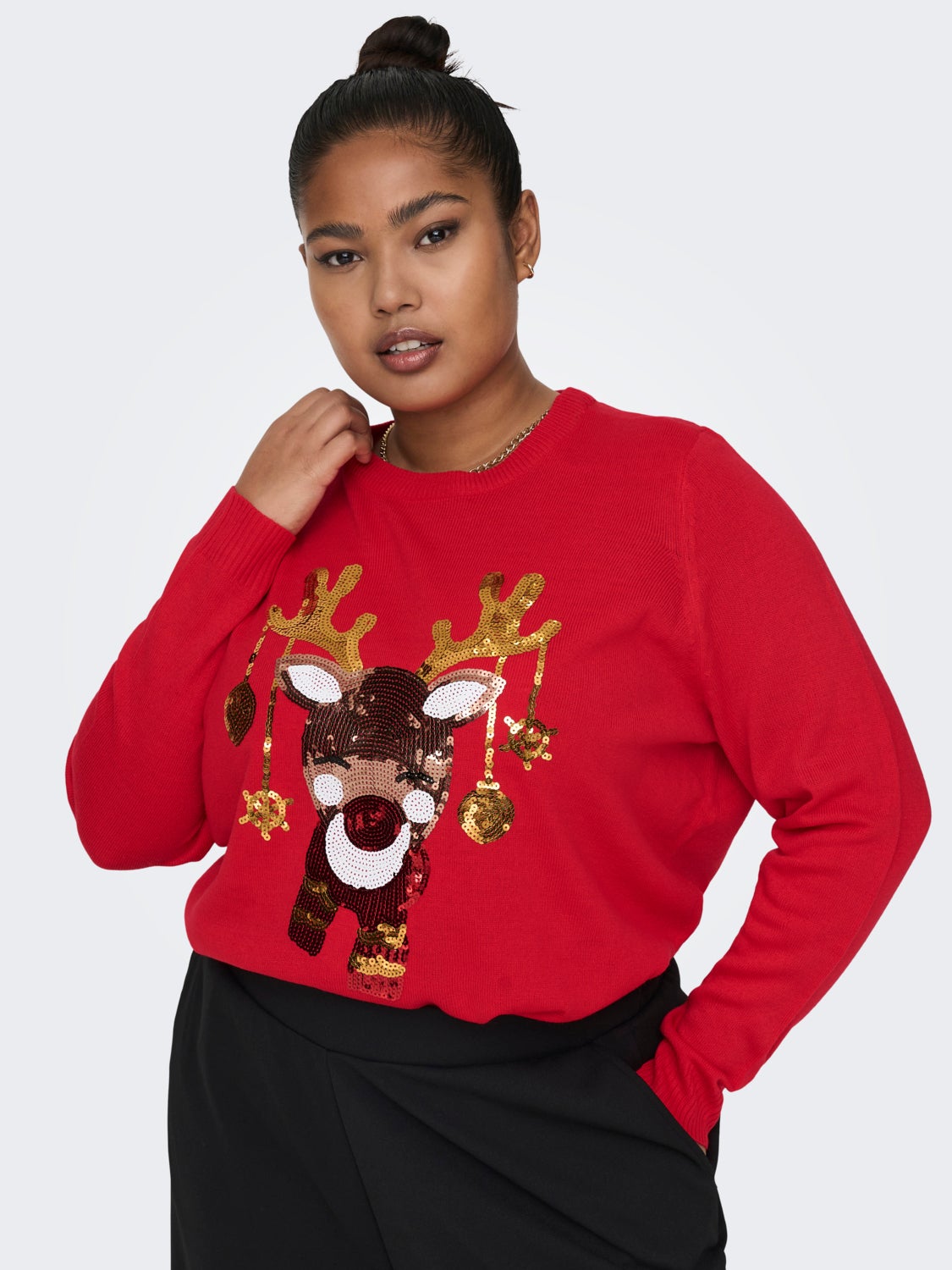 Curvy glitter christmas knitted pullover