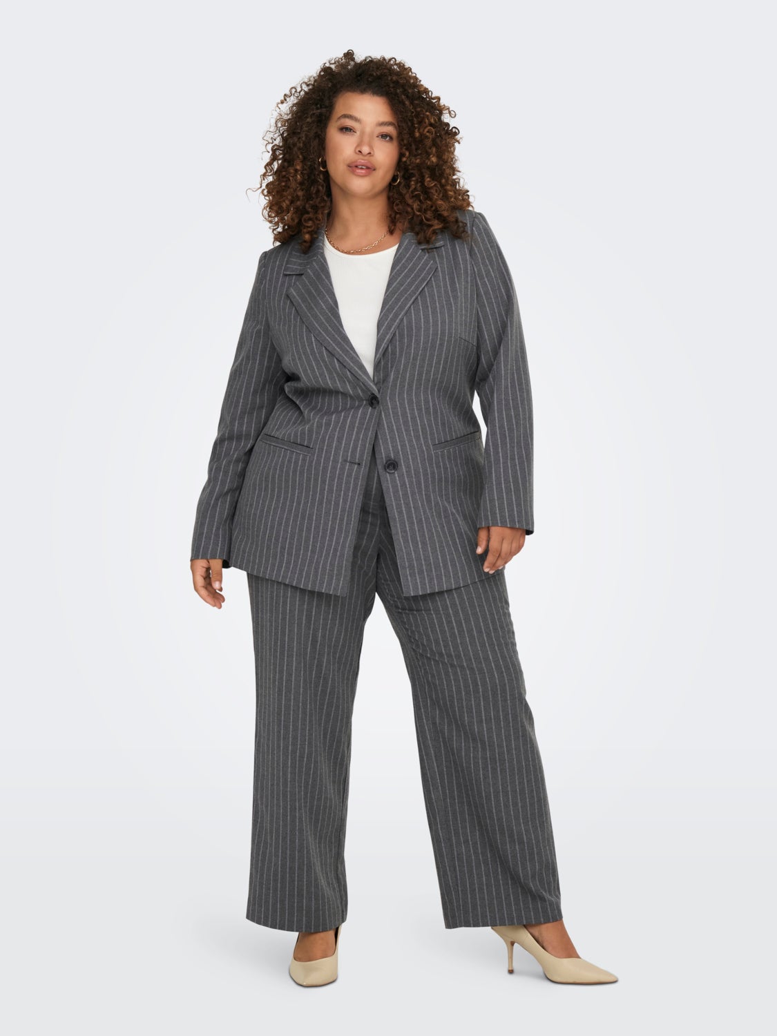 Curvy striped blazer