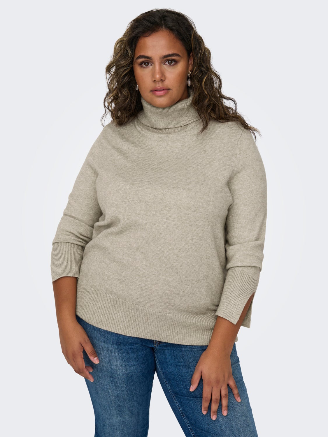 Curvy knit sweat with high neck