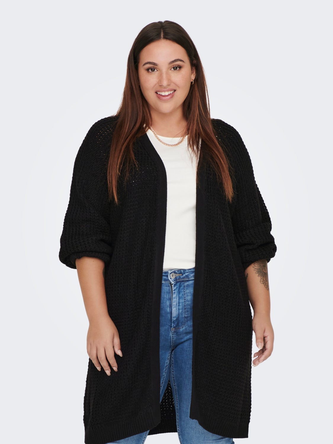Curvy long knitted cardigan