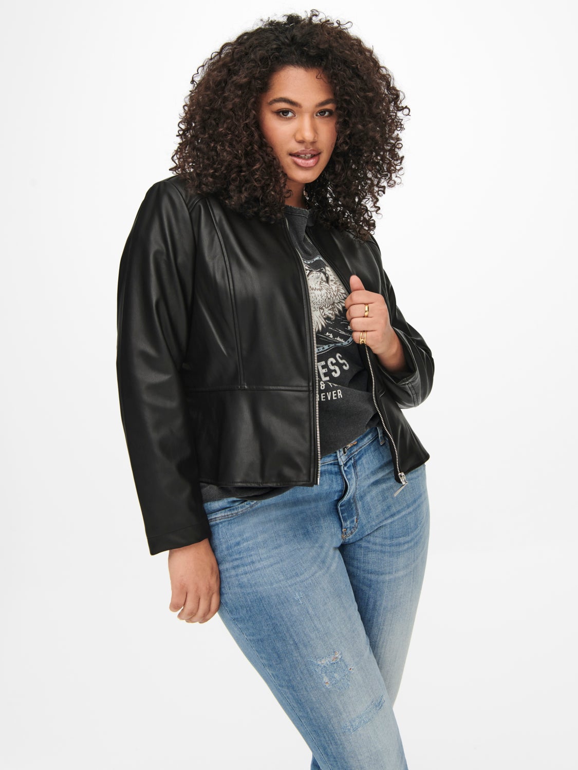 Curvy faux Leather Jacket