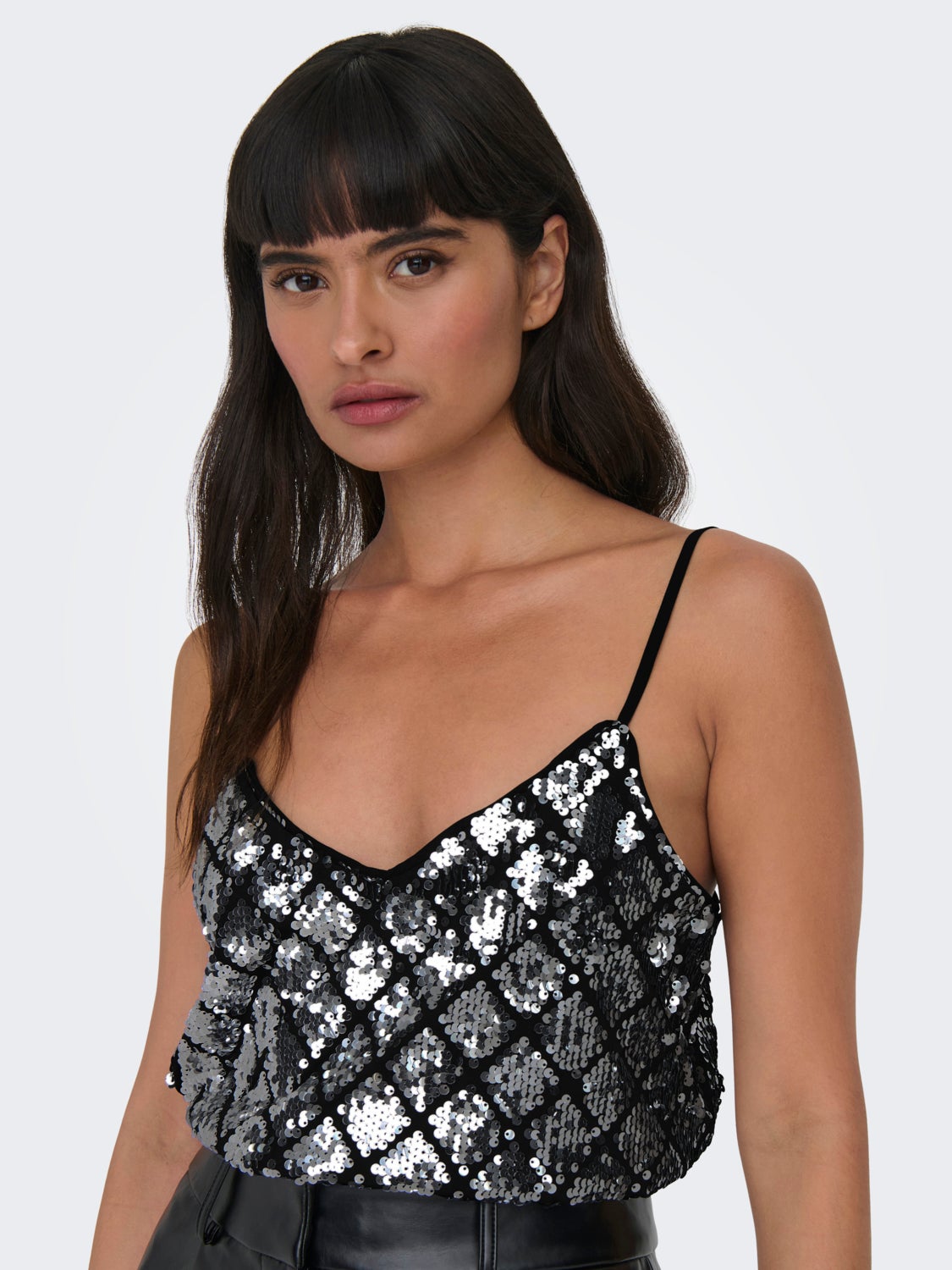V-neck sequin top