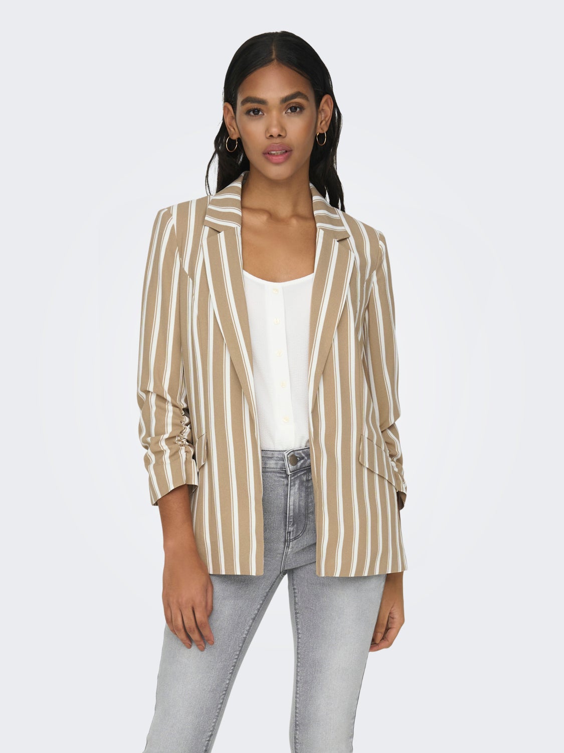 3/4-Sleeve Striped Blazer