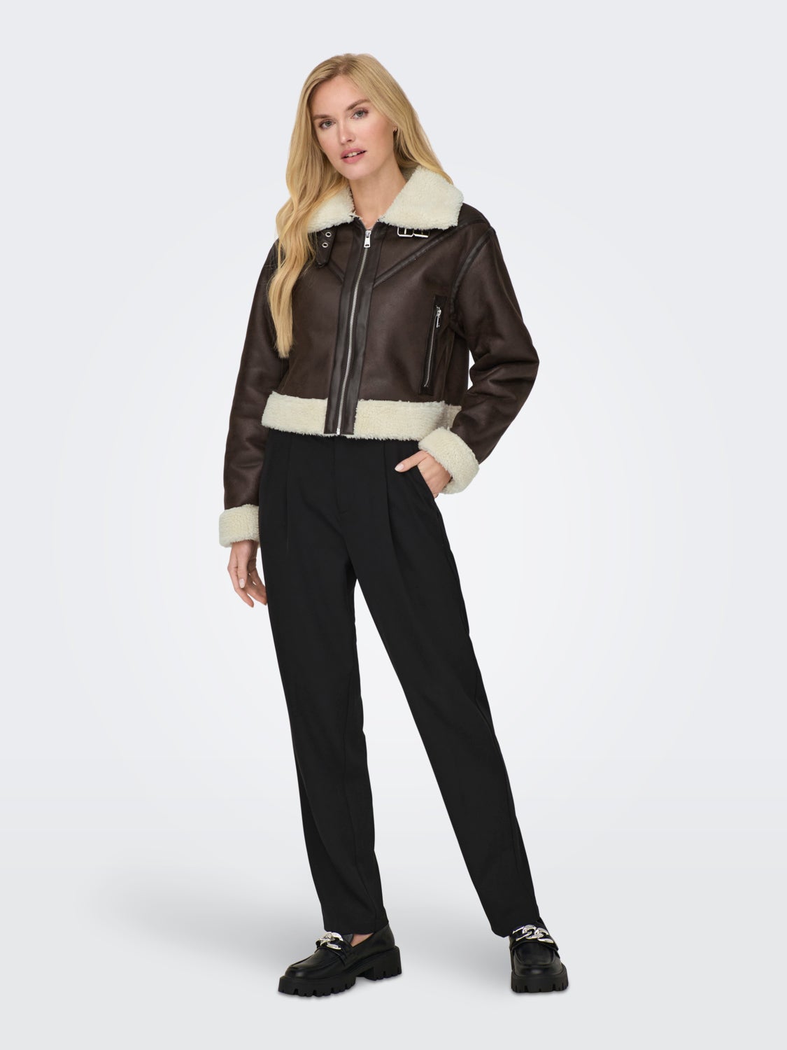 Leather look teddy jacket