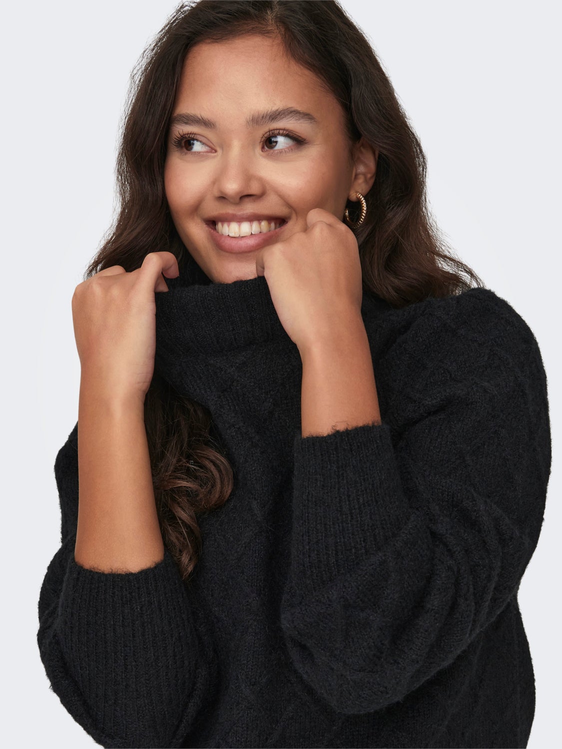 Knit pullover with high neck