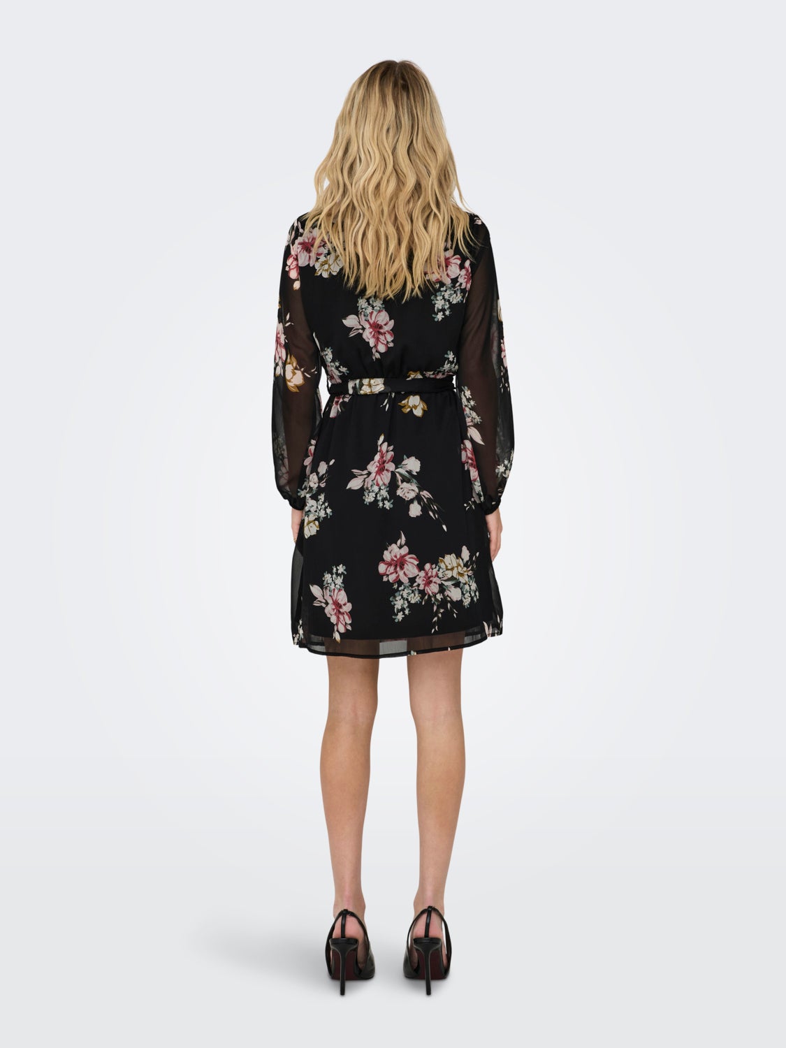 Mini v-neck dress with tie waist